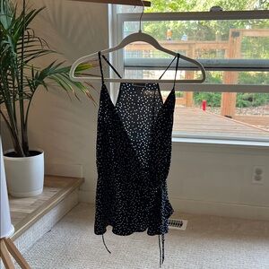 Chelsea28 Navy and White Polka Dot Tank Top